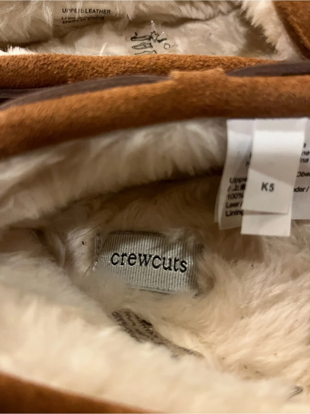 Crewcuts Chestnut Brown Faux-Shearling Moccasin Slippers